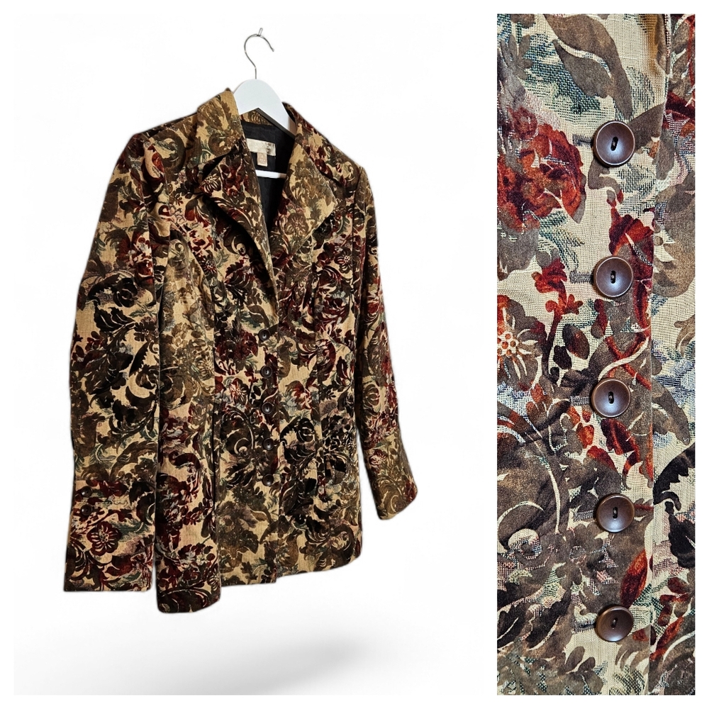 Vintage TR Bentley Nordstrom Studio 121 Blazer Sm Tapestry Brocade Floral Jacket